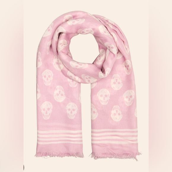 Alexander McQueen Accessories - NWOT Alexander McQueen pink skull scarf 100% modal sheer shawl
